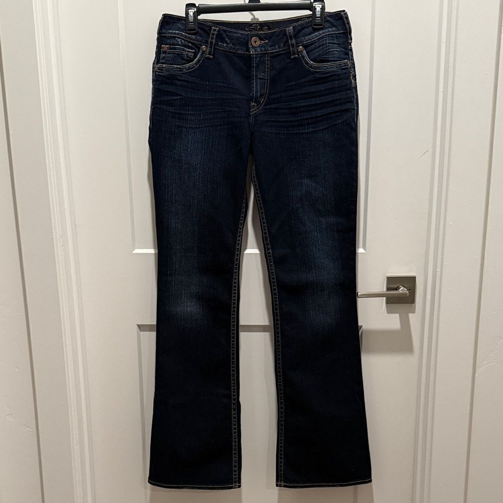 Silver Jeans Womens 31x34 Suki Mid Rise Boot Cut Dark Wash